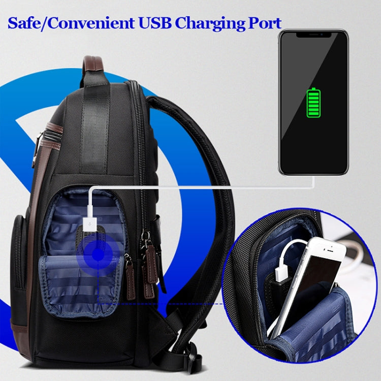 Bopai 851-008821 Outdoor Breathable Waterproof Anti-theft Large Capacity Double Shoulder Bag,with USB Charging Port, Size: 36x17x41.5cm (Black) - free shipping - PMC Jewellery - Order now!