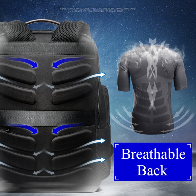 Bopai 851-008821 Outdoor Breathable Waterproof Anti-theft Large Capacity Double Shoulder Bag,with USB Charging Port, Size: 36x17x41.5cm (Black) - free shipping - PMC Jewellery - Order now!