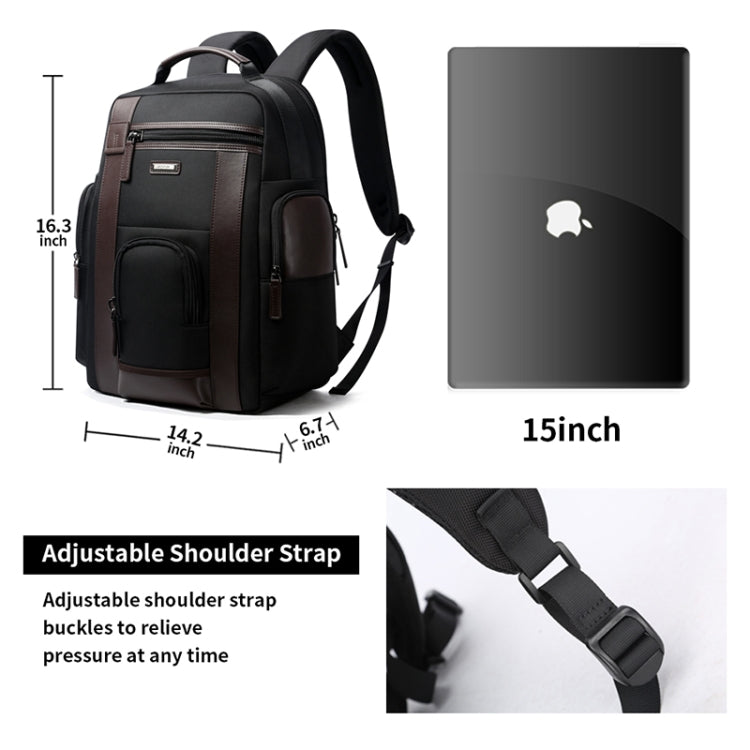 Bopai 851-008821 Outdoor Breathable Waterproof Anti-theft Large Capacity Double Shoulder Bag,with USB Charging Port, Size: 36x17x41.5cm (Black) - free shipping - PMC Jewellery - Order now!