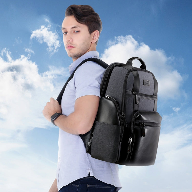 Bopai 851-014318 Fashion Outdoor Breathable Waterproof Anti-theft Three-layer Large Capacity Double Shoulder Bag,with USB Charging Port, Size: 31x17x44cm(Grey) - free shipping - PMC Jewellery - Order now!