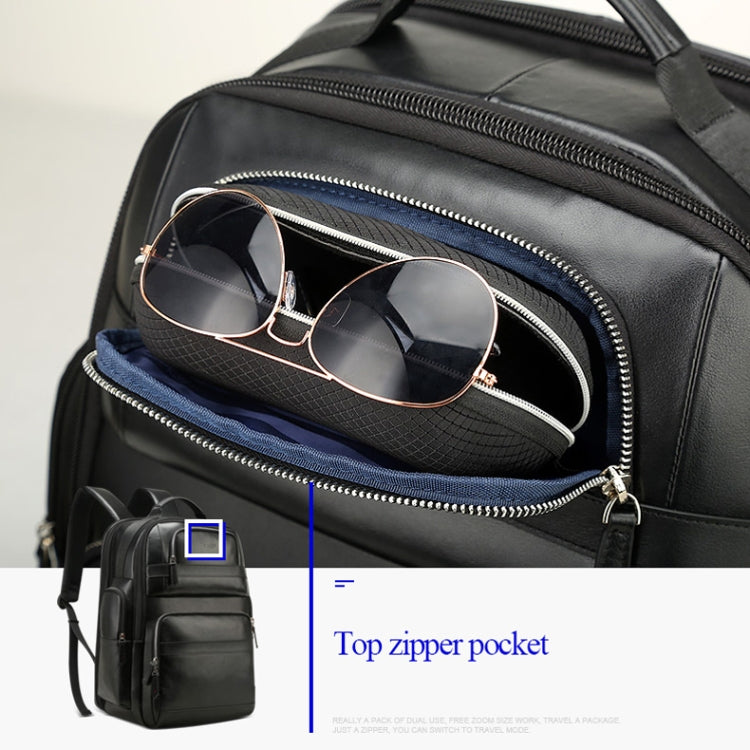 Bopai 851-01981A Top-grain Leather Business Travel Anti-theft Man Backpack, Size: 35x26x44cm - free shipping - PMC TechLife - Order now!