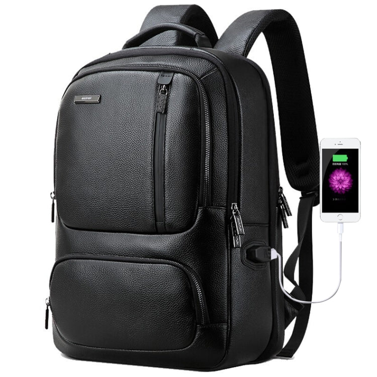 Bopai 851-023911 Top-grain Leather Business Breathable Anti-theft Man Backpack, Size: 28x18x42cm(Black) - free shipping - PMC Jewellery - Order now!