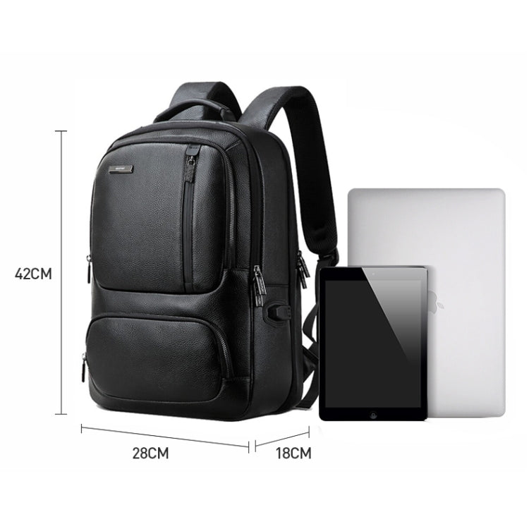Bopai 851-023911 Top-grain Leather Business Breathable Anti-theft Man Backpack, Size: 28x18x42cm(Black) - free shipping - PMC Jewellery - Order now!