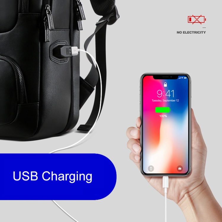 Bopai 851-024011 Top-grain Leather Business Breathable Anti-theft Man Backpack, Size: 28x18x42cm(Black) - free shipping - PMC Jewellery - Order now!