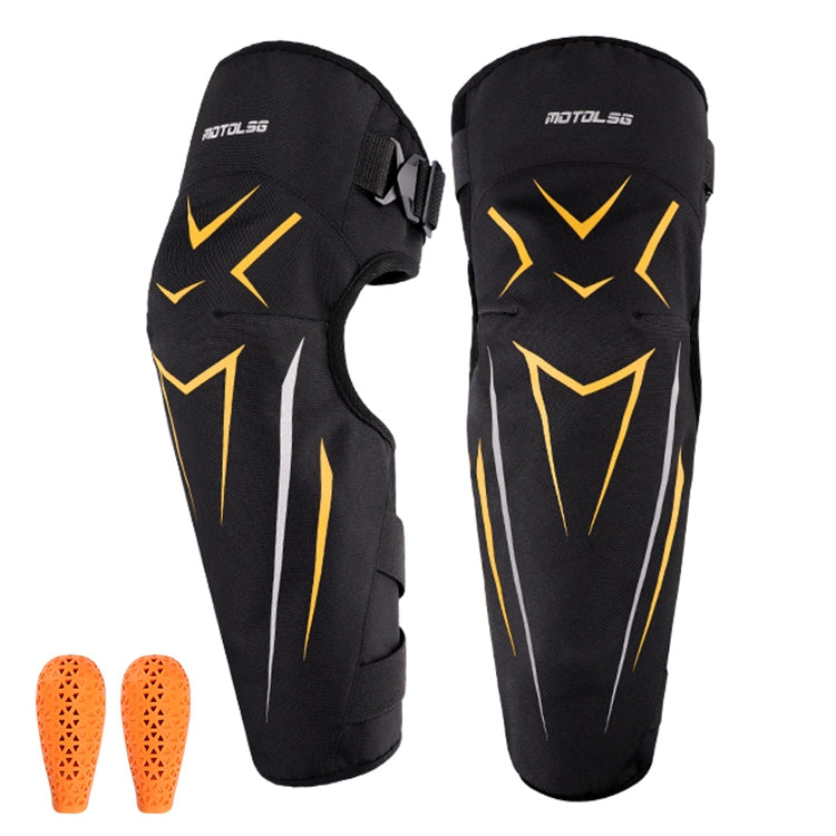 MOTOLSG 2 in 1 Knee Pads Motorcycle Bicycle Riding Warm Fleece Soft Protective Gear with CE Protector (Black Yellow) - free shipping - PMC TechLife - Order now!