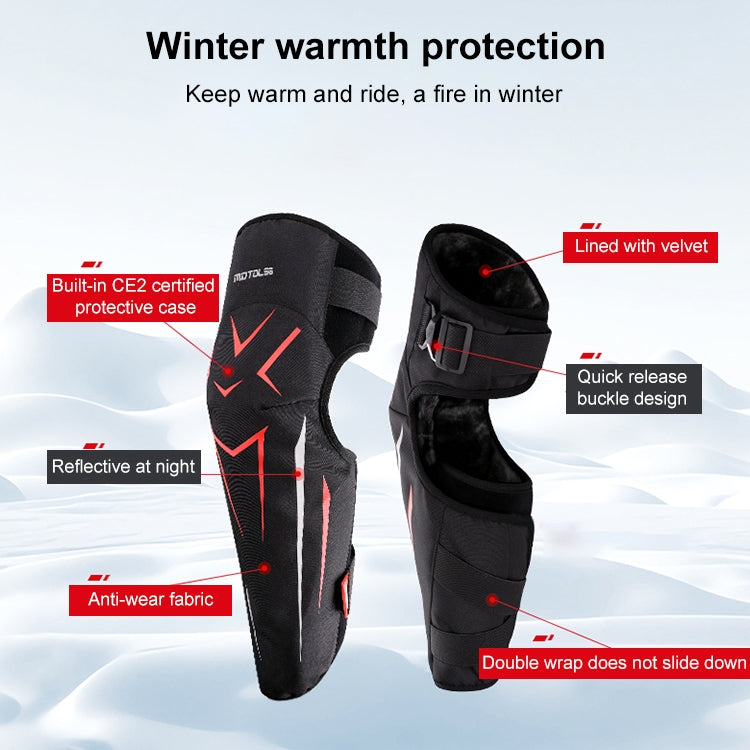 MOTOLSG 2 in 1 Knee Pads Motorcycle Bicycle Riding Warm Fleece Soft Protective Gear with CE Protector (Black White) - free shipping - PMC TechLife - Order now!