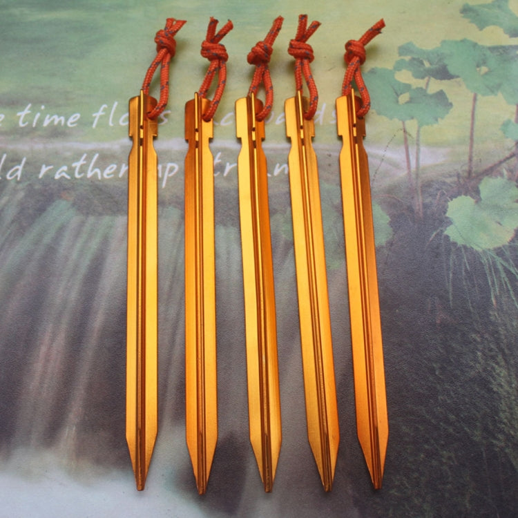 5 PCS Aluminium Alloy Tent Peg Nail Outdoor Traveling Tent Accessories with Rope, Length: 18cm(Yellow) - Tents & Accessories by PMC TechLife | Online Shopping South Africa | PMC TechLife
