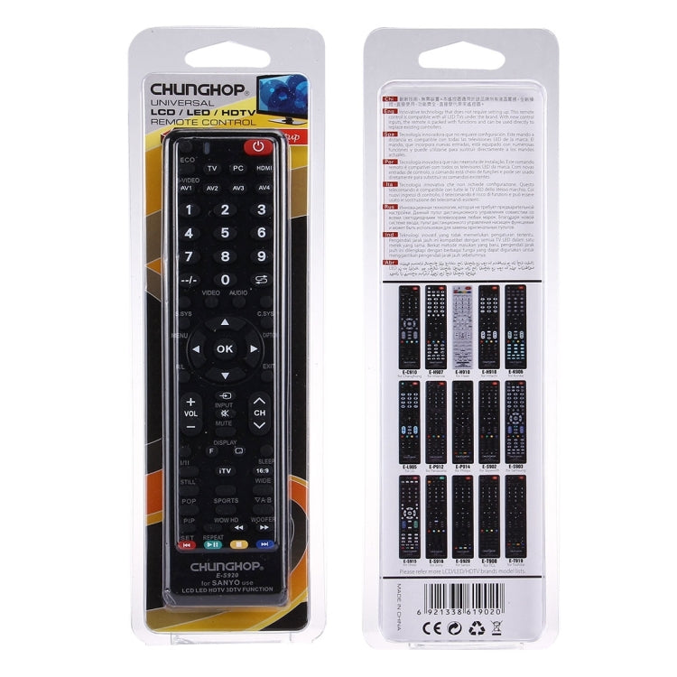 CHUNGHOP E-S920 Universal Remote Controller for SANYO LED TV / LCD TV / HDTV / 3DTV - free shipping - PMc TechLife - Order now!