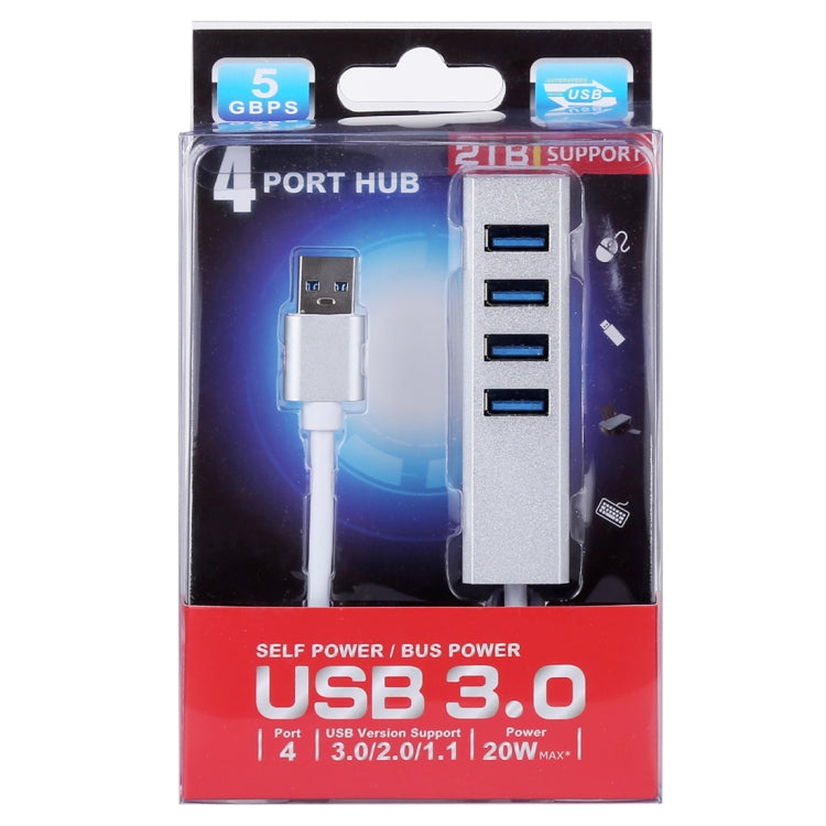 5Gbps Super Speed Self / Bus Power 4 Ports USB 3.0 HUB (Silver) - free shipping - PMC Jewellery - Order now!