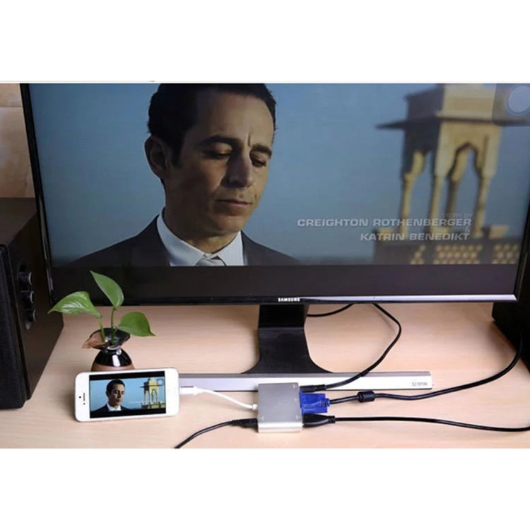 P27 Metal Cover Micro USB to HDMI + VGA HDTV Converter Digital AV Adapter, Power by EZCast, Support iOS / Android / Windows System(Silver) - Adapter by PMC Jewellery | Online Shopping South Africa | PMC Jewellery | Buy Now Pay Later Mobicred