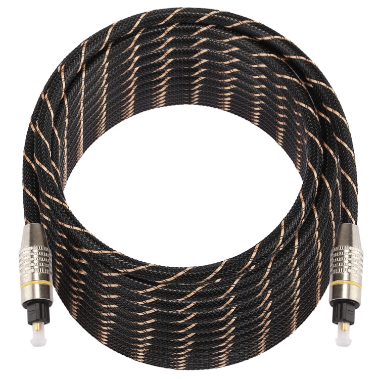 15m OD6.0mm Gold Plated Metal Head Woven Net Line Toslink Male to Male Digital Optical Audio Cable - free shipping - PMC Jewellery - Order now!