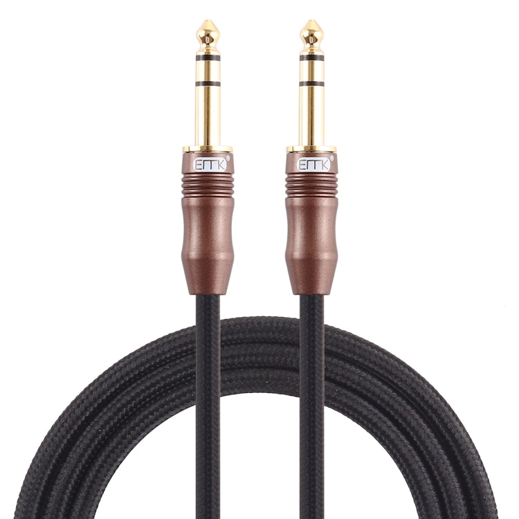 EMK 6.35mm Male to Male 4 Section Gold-plated Plug Cotton Braided Audio Cable for Guitar Amplifier Mixer, Length: 2m(Black) - Microphone Audio Cable & Connector by EMK | Online Shopping South Africa | PMC TechLife | Buy Now Pay Later Mobicred