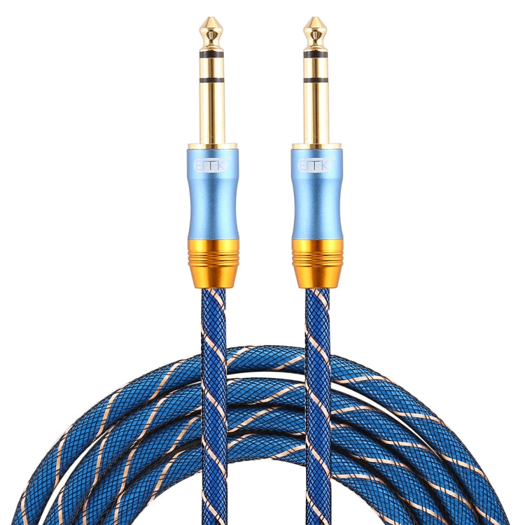 EMK 6.35mm Male to Male 4 Section Gold-plated Plug Grid Nylon Braided Audio Cable for Speaker Amplifier Mixer, Length: 2m(Blue) - Microphone Audio Cable & Connector by EMK | Online Shopping South Africa | PMC TechLife | Buy Now Pay Later Mobicred