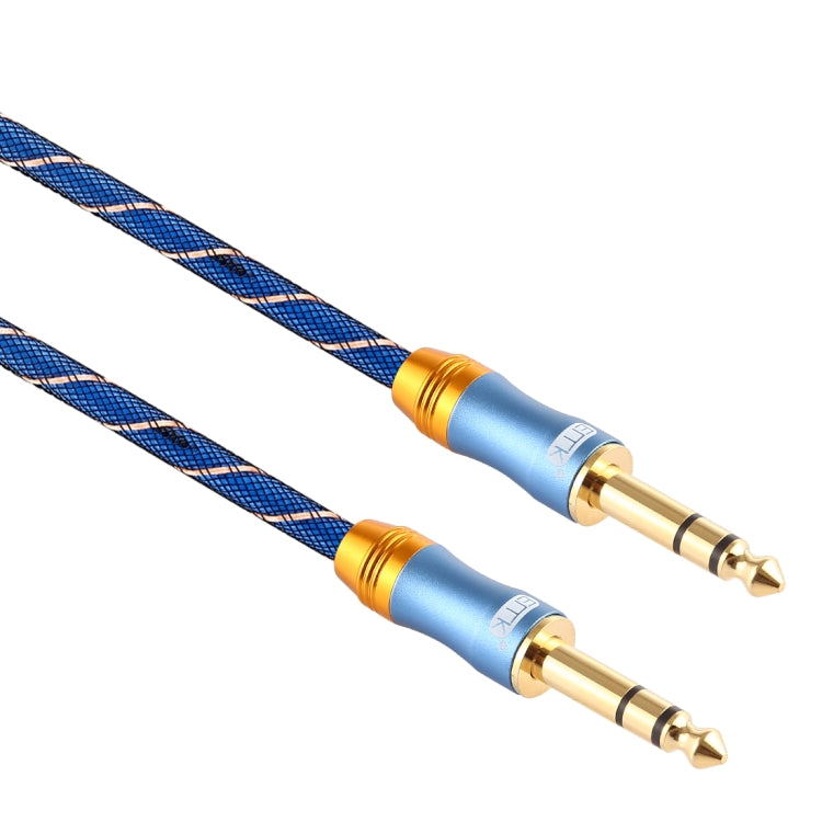 EMK 6.35mm Male to Male 4 Section Gold-plated Plug Grid Nylon Braided Audio Cable for Speaker Amplifier Mixer, Length: 2m(Blue) - Microphone Audio Cable & Connector by EMK | Online Shopping South Africa | PMC TechLife | Buy Now Pay Later Mobicred