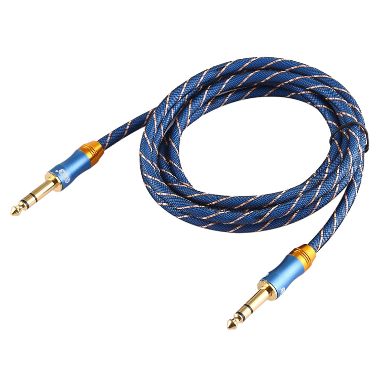 EMK 6.35mm Male to Male 4 Section Gold-plated Plug Grid Nylon Braided Audio Cable for Speaker Amplifier Mixer, Length: 2m(Blue) - Microphone Audio Cable & Connector by EMK | Online Shopping South Africa | PMC TechLife | Buy Now Pay Later Mobicred
