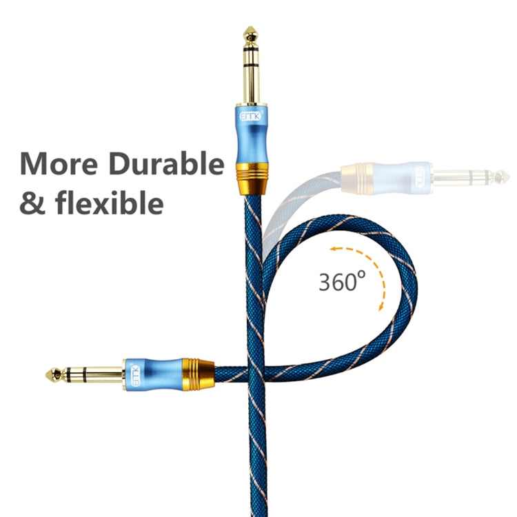 EMK 6.35mm Male to Male 4 Section Gold-plated Plug Grid Nylon Braided Audio Cable for Speaker Amplifier Mixer, Length: 2m(Blue) - Microphone Audio Cable & Connector by EMK | Online Shopping South Africa | PMC TechLife | Buy Now Pay Later Mobicred