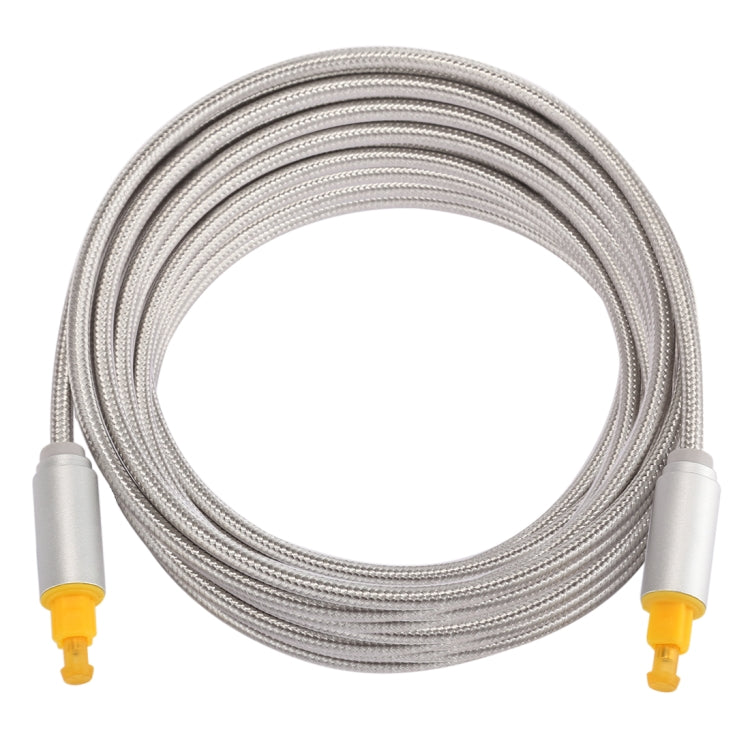 EMK 5m OD4.0mm Gold Plated Metal Head Woven Line Toslink Male to Male Digital Optical Audio Cable(Silver) - Audio Optical Cables by EMK | Online Shopping South Africa | PMC TechLife | Buy Now Pay Later Mobicred