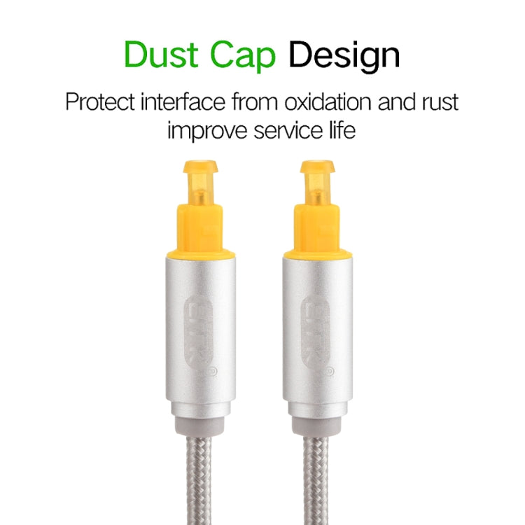 EMK 5m OD4.0mm Gold Plated Metal Head Woven Line Toslink Male to Male Digital Optical Audio Cable(Silver) - Audio Optical Cables by EMK | Online Shopping South Africa | PMC TechLife | Buy Now Pay Later Mobicred