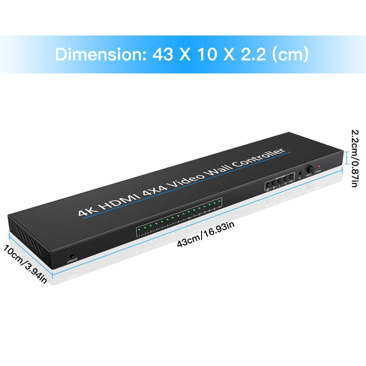 NK-H44 4K Ultra HD 4X4 HDMI Video Wall Controller Multi-screen Splicing Processor (US Plug) - Splitter by PMC TechLife | Online Shopping South Africa | PMC TechLife