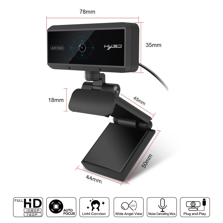 HXSJ S3 500W 1080P Adjustable 180 Degree HD Automatic Focus PC Camera with Microphone(Black) - free shipping - PMC Jewellery - Order now!