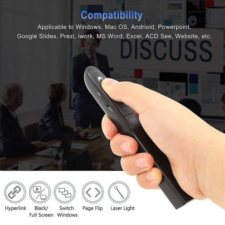 XM930 2.4GHz Wireless Laser PowerPoint Page Turning Pen Multimedia Wireless Presentation Projection Pen with USB Receiver, Support Low Battery Remind, Remote Control Distance: 100m(Black) -  by PMC TechLife | Online Shopping South Africa | PMC TechLife | Buy Now Pay Later Mobicred