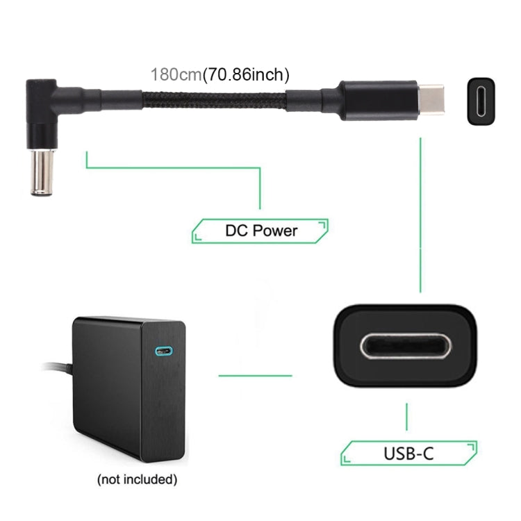 PD 100W 6.0 x 1.4mm Elbow to USB-C / Type-C Nylon Weave Power Charge Cable, Cable Length: 1.7m - For Sony by PMC TechLife | Online Shopping South Africa | PMC TechLife | Buy Now Pay Later Mobicred