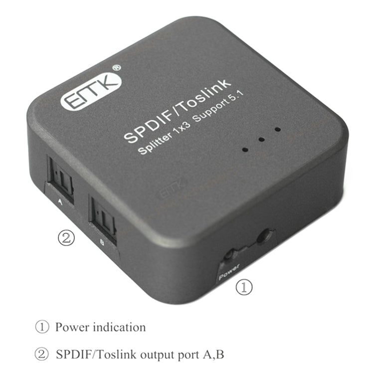 EMK 1 Input 3 Output Digital Optical Audio SPDIF Toslink Splitter Adapter (Silver Grey) - free shipping - PMC TechLife - Order now!