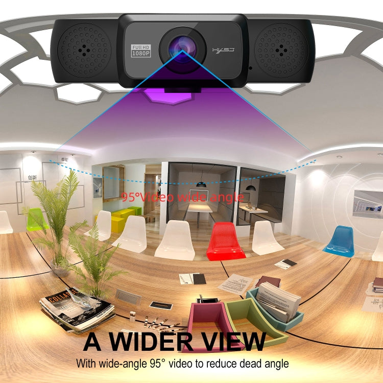 HXSJ S5 1080P Adjustable HD Video Webcam PC Camera with Microphone(Black) - free shipping - PMC Jewellery - Order now!