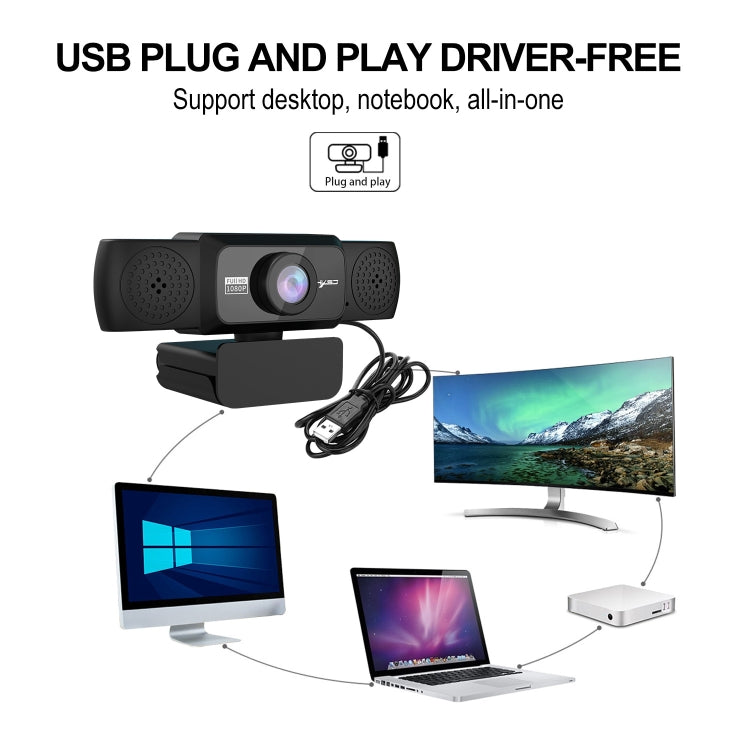 HXSJ S5 1080P Adjustable HD Video Webcam PC Camera with Microphone(Black) - free shipping - PMC Jewellery - Order now!