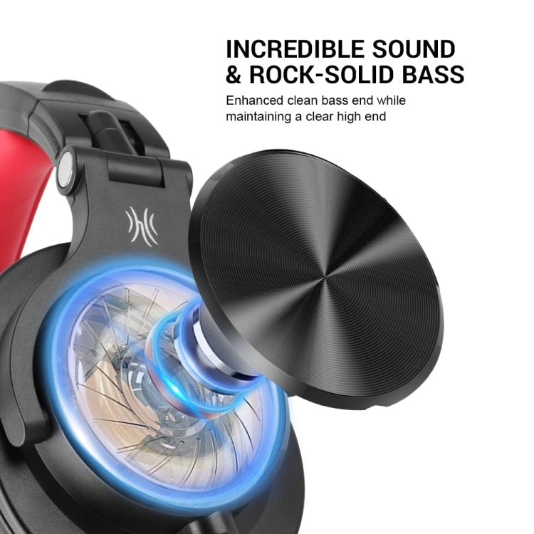 OneOdio A71 Head-mounted Noise Reduction Wired Headphone with Microphone(Red Black) - free shipping - PMC Jewellery - Order now!