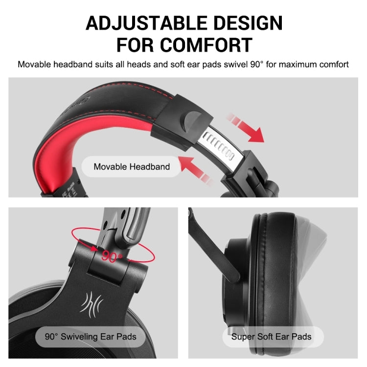 OneOdio A71 Head-mounted Noise Reduction Wired Headphone with Microphone (Black Red) - free shipping - PMC Jewellery - Order now!