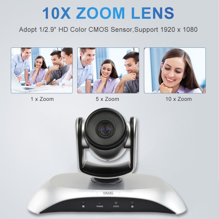 YANS YS-H110UH USB HD 1080P 10X Zoom Wide-Angle Video Conference Camera with Remote Control(Silver) - free shipping - PMc TechLife - Order now!
