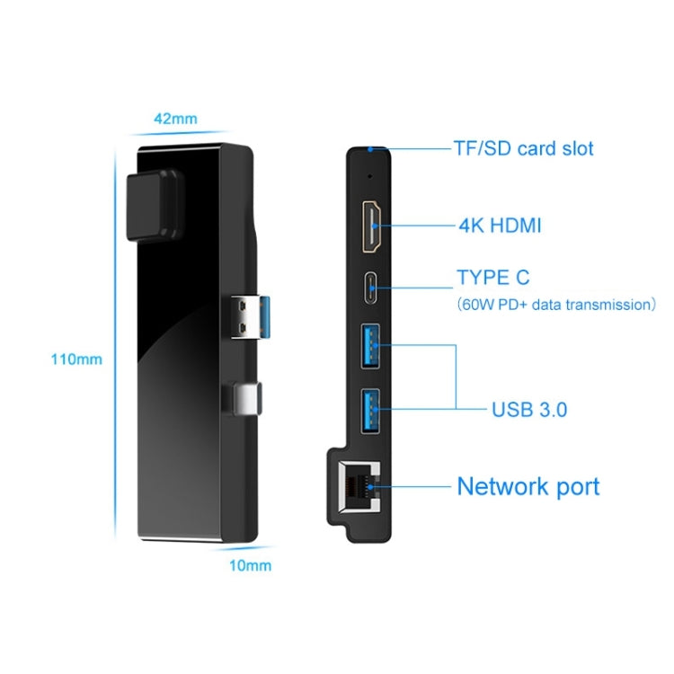 Rocketek SH869 100M RJ45 + HDMI + USB 3.0 x 2 + Type-C x 2 HUB Adapter - free shipping - PMC Jewellery - Order now!