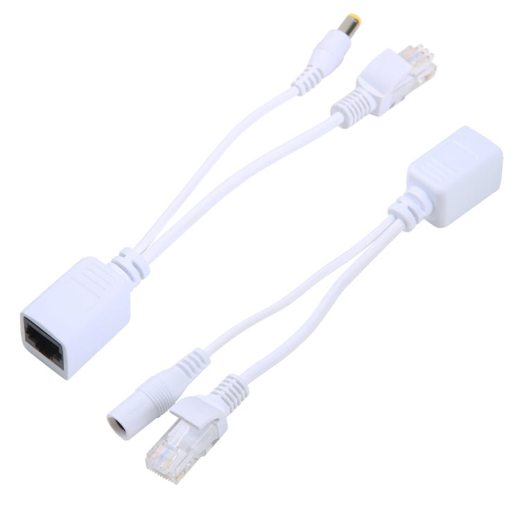 2 in 1 RJ45 POE Injector and Splitter Cable Set with 2.1x 5.5mm Female & Male DC Jack(White) - Cable & Adapter by PMC TechLife | Online Shopping South Africa | PMC TechLife