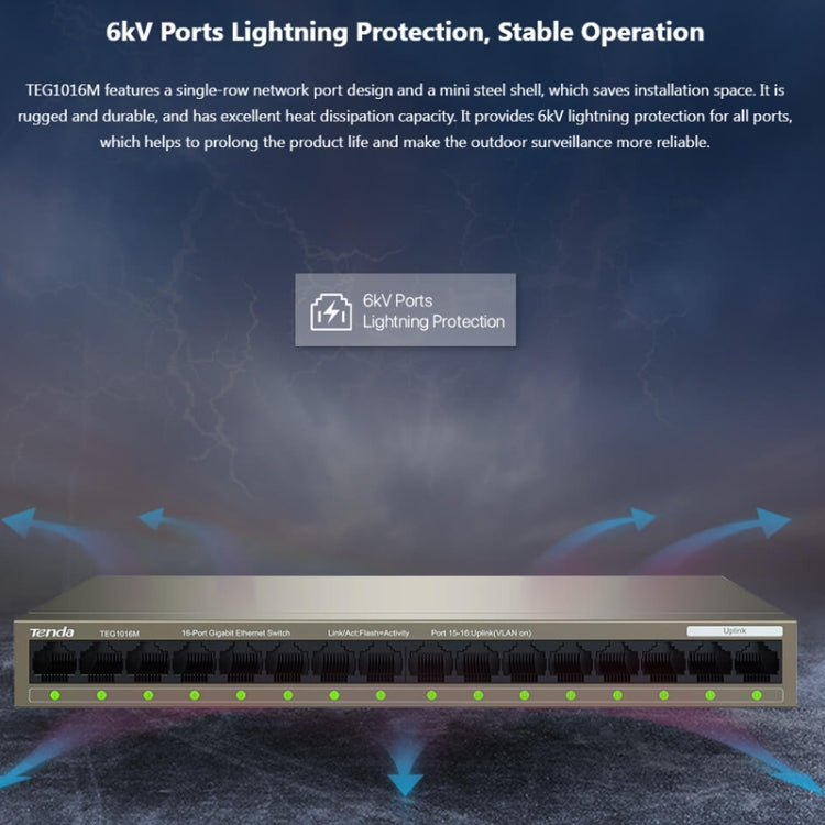 Tenda TEG1016M Desktop Metal 16-Port Gigabit Ethernet Switch Fast Establish High-Speed Network - free shipping - PMC Jewellery - Order now!