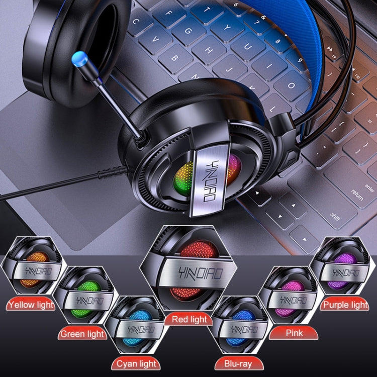 YINDIAO Q3 USB + Dual 3.5mm Wired E-sports Gaming Headset with Mic & RGB Light, Cable Length: 1.67m(White) - free shipping - PMC Jewellery - Order now!