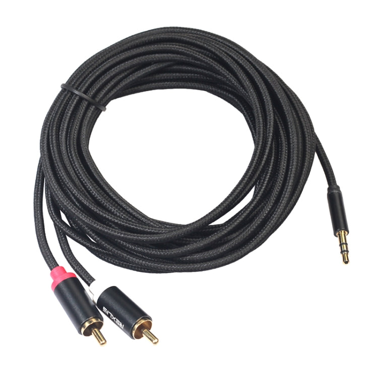 REXLIS 3635 3.5mm Male to Dual RCA Gold-plated Plug Black Cotton Braided Audio Cable for RCA Input Interface Active Speaker, Length: 10m - RCA Cable by REXLIS | Online Shopping South Africa | PMC TechLife | Buy Now Pay Later Mobicred