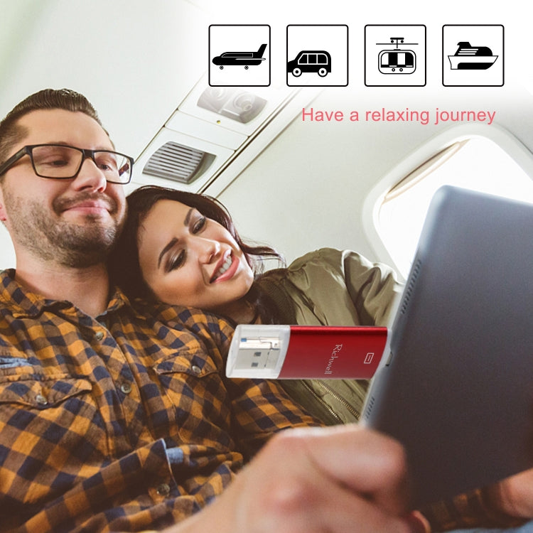 Richwell 3 in 1 128G Type-C + 8 Pin + USB 3.0 Metal Double Cover Push-pull Flash Disk with OTG Function(Gold) - free shipping - PMC Jewellery - Order now!