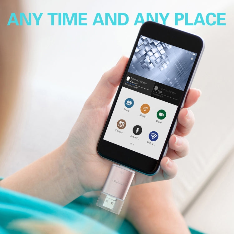 Richwell 3 in 1 64G Type-C + 8 Pin + USB 3.0 Metal Double Cover Push-pull Flash Disk with OTG Function(Black) - free shipping - PMC Jewellery - Order now!