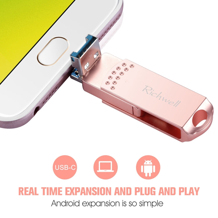 Richwell 3 in 1 32G Type-C + Micro USB + USB 3.0 Metal Flash Disk with OTG Function(Silver) - free shipping - PMC Jewellery - Order now!