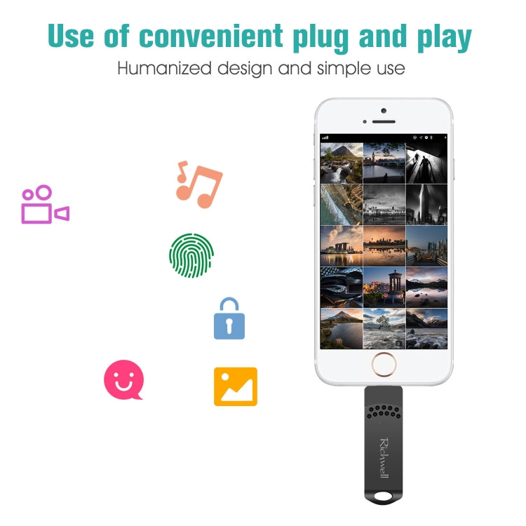 Richwell 128G Type-C + 8 Pin + USB 3.0 Metal Flash Disk with OTG Function(Rose Gold) - free shipping - PMC Jewellery - Order now!