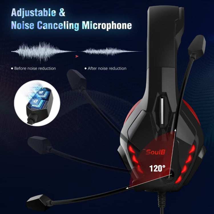 Soulbytes S11 USB + 3.5mm 4 Pin Adjustable LED Light Gaming Headset with Mic (Blue) - free shipping - PMC Jewellery - Order now!