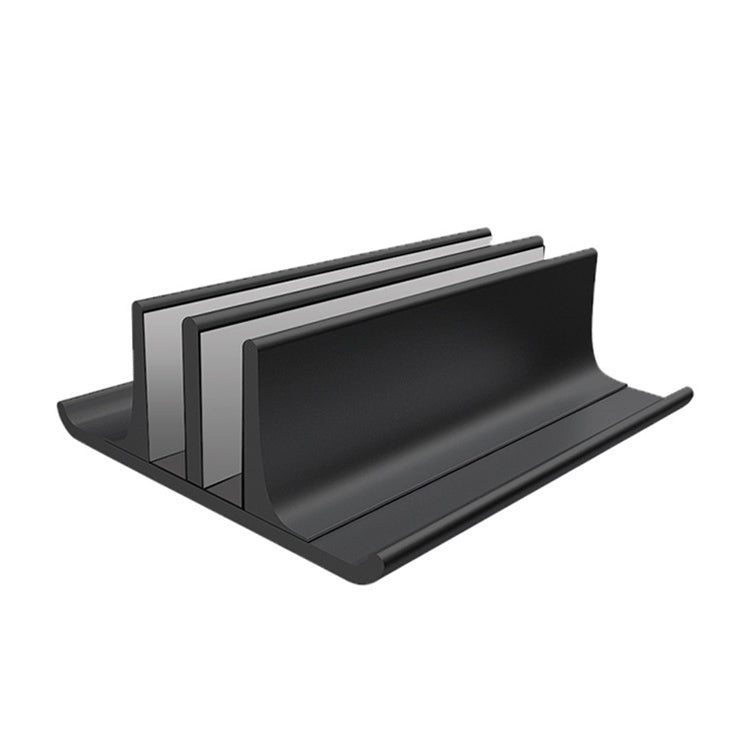 Universal Portable Aluminum Alloy Double Slot Width Adjustable Laptop Vertical Storage Stand Base(Black) - Laptop Stand by PMC TechLife | Online Shopping South Africa | PMC TechLife | Buy Now Pay Later Mobicred