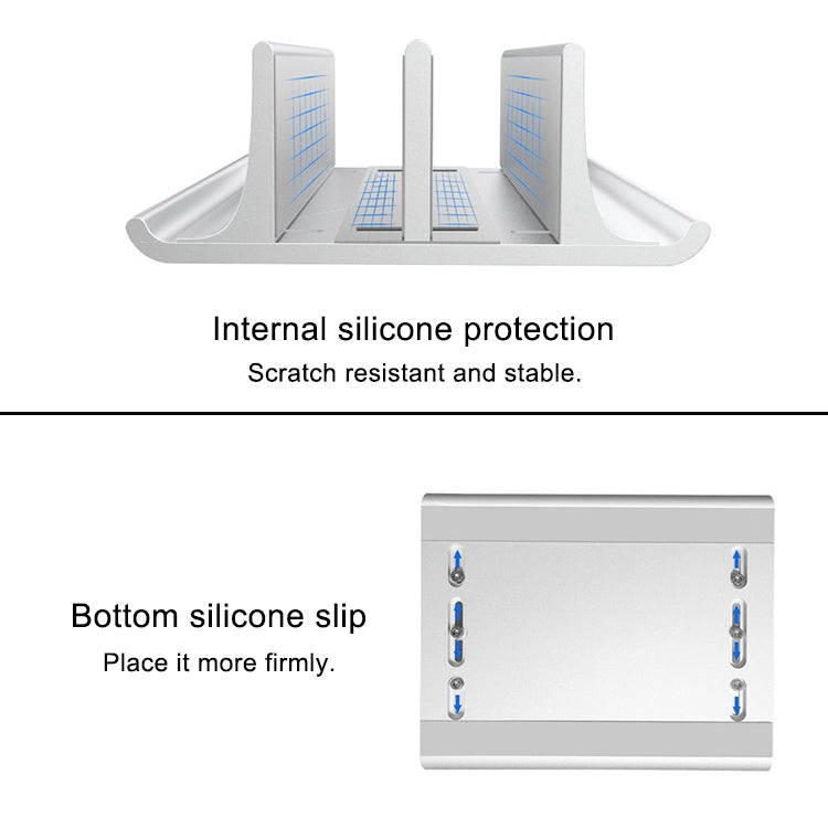 Universal Portable Aluminum Alloy Double Slot Width Adjustable Laptop Vertical Storage Stand Base(Black) - Laptop Stand by PMC TechLife | Online Shopping South Africa | PMC TechLife | Buy Now Pay Later Mobicred