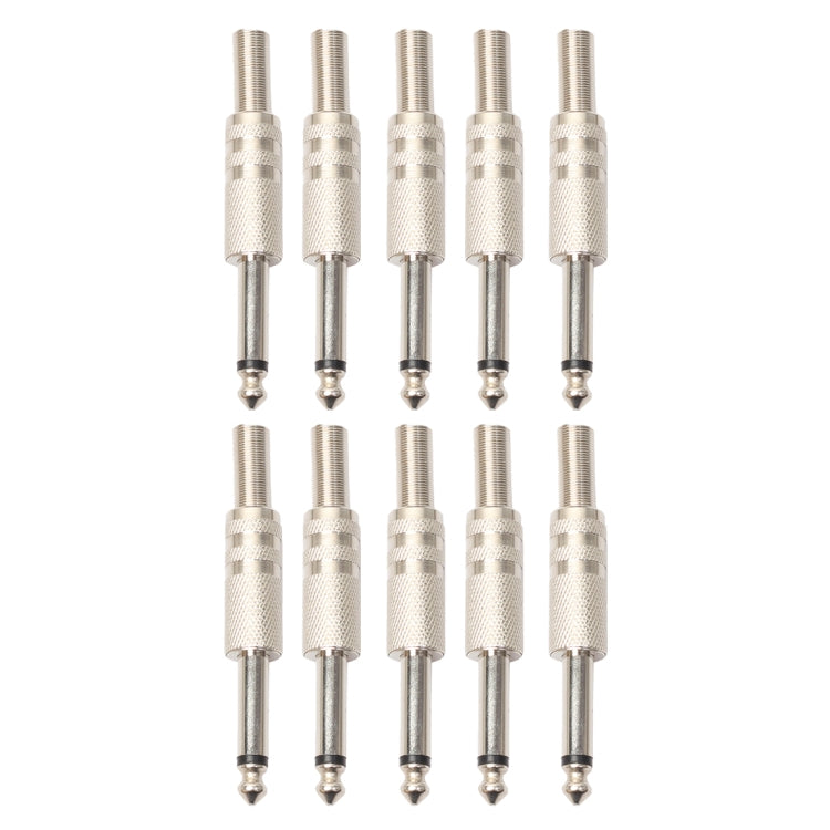 10 PCS 2 Pin 6.5mm Plug Zinc Alloy Welded Type Audio Connector 6.35 Audio Plug - Microphone Audio Cable & Connector by PMC TechLife | Online Shopping South Africa | PMC TechLife