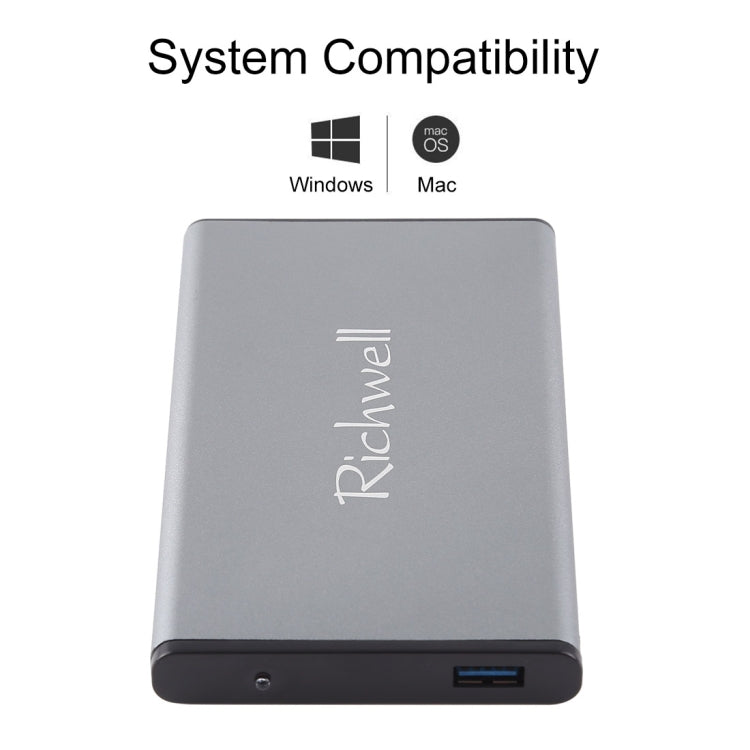 Richwell SATA R2-SATA-500GB 500GB 2.5 inch USB3.0 Super Speed Interface Mobile Hard Disk Drive(Grey) - free shipping - PMC Jewellery - Order now!