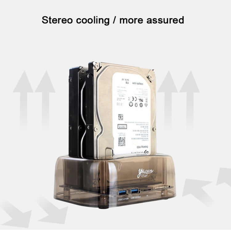 2.5 / 3.5 inch USB3.0 Dual SATA HDD Enclosure with HUB & OTB Function, The Maximum Support Capacity: 16TB - HDD Enclosure by PMC Jewellery | Online Shopping South Africa | PMC Jewellery | Buy Now Pay Later Mobicred