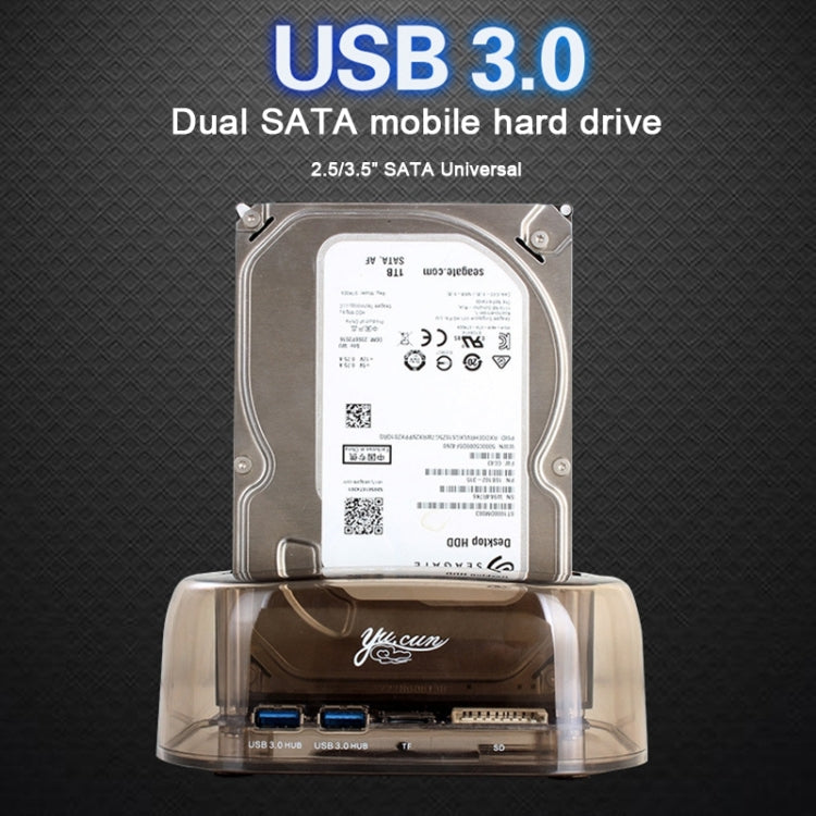 2.5 / 3.5 inch USB3.0 Dual SATA HDD Enclosure with HUB & OTB Function, The Maximum Support Capacity: 16TB - HDD Enclosure by PMC Jewellery | Online Shopping South Africa | PMC Jewellery | Buy Now Pay Later Mobicred