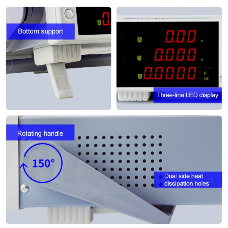 DCUU PM9915 Intelligent Electrical Parameters Measuring Instrument (EU Plug) - Current & Voltage Tester by PMC TechLife | Online Shopping South Africa | PMC TechLife | Buy Now Pay Later Mobicred