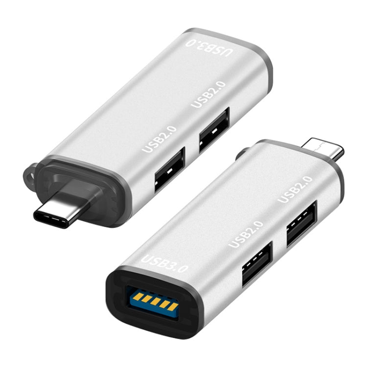 ADS-302C 3 In 1 Multi-function Type-C / USB-C HUB Docking Station (Silver) - USB HUB by PMC TechLife | Online Shopping South Africa | PMC TechLife | Buy Now Pay Later Mobicred